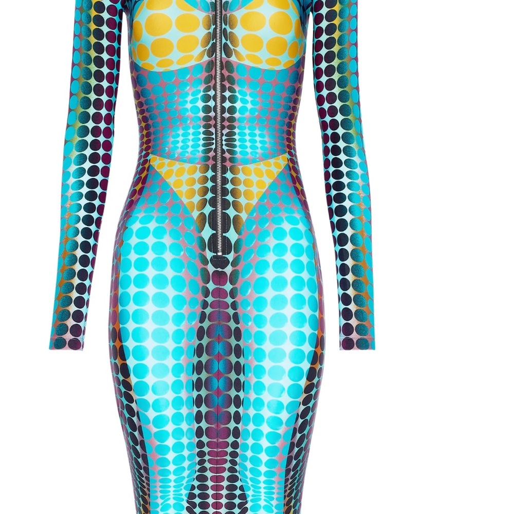 Jean Paul Gaultier Polka Dot Dress in Blue and Yellow - Picture 2 of 6